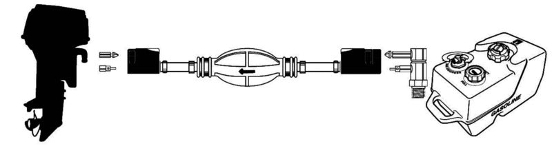 Brændstofslange med pumpebold til Mercury/Mariner fra 1998 – 2,5 m