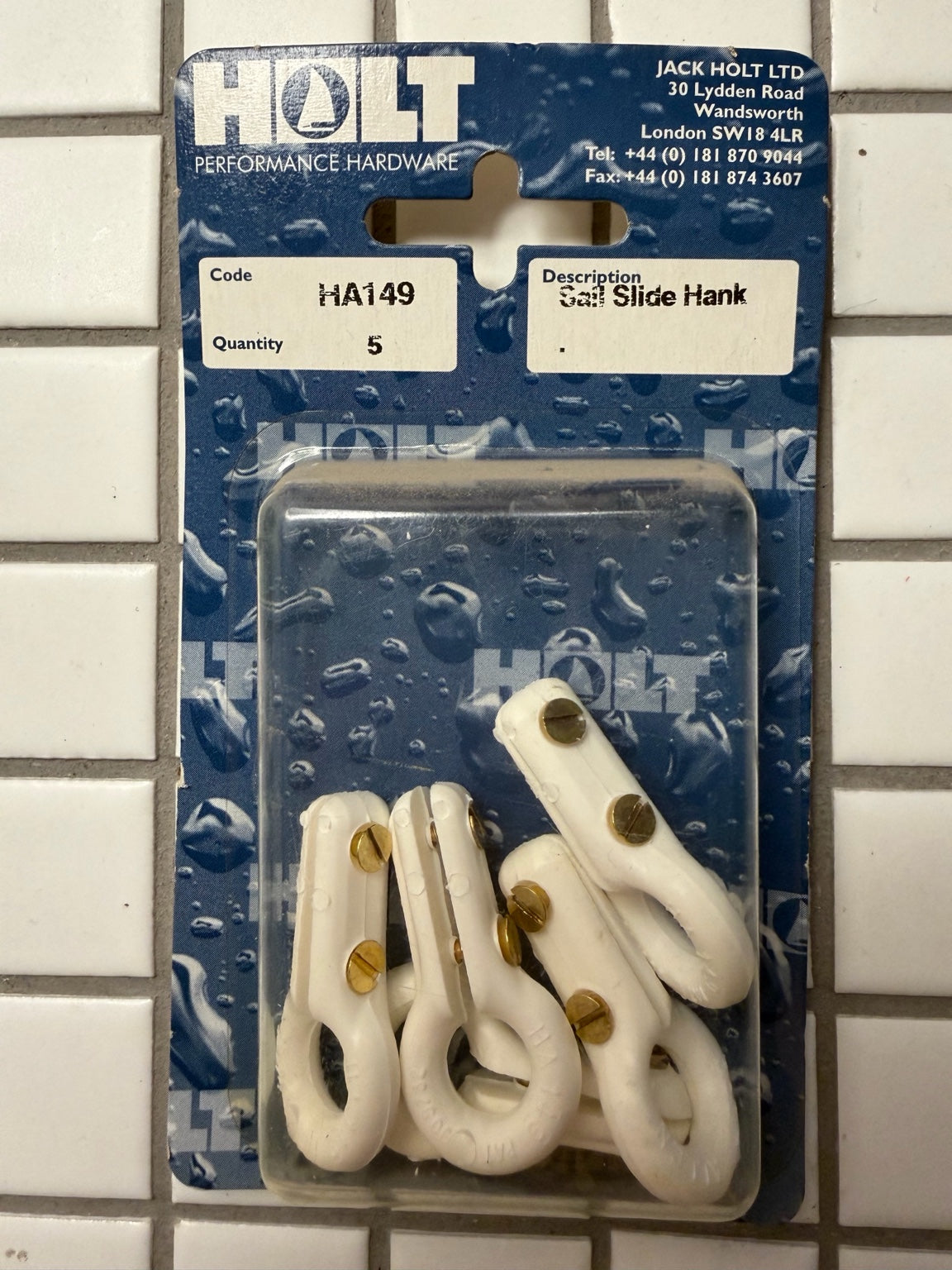 Holt Sail Slide Hank – Hvide Plast Sejlringe, 5 stk.