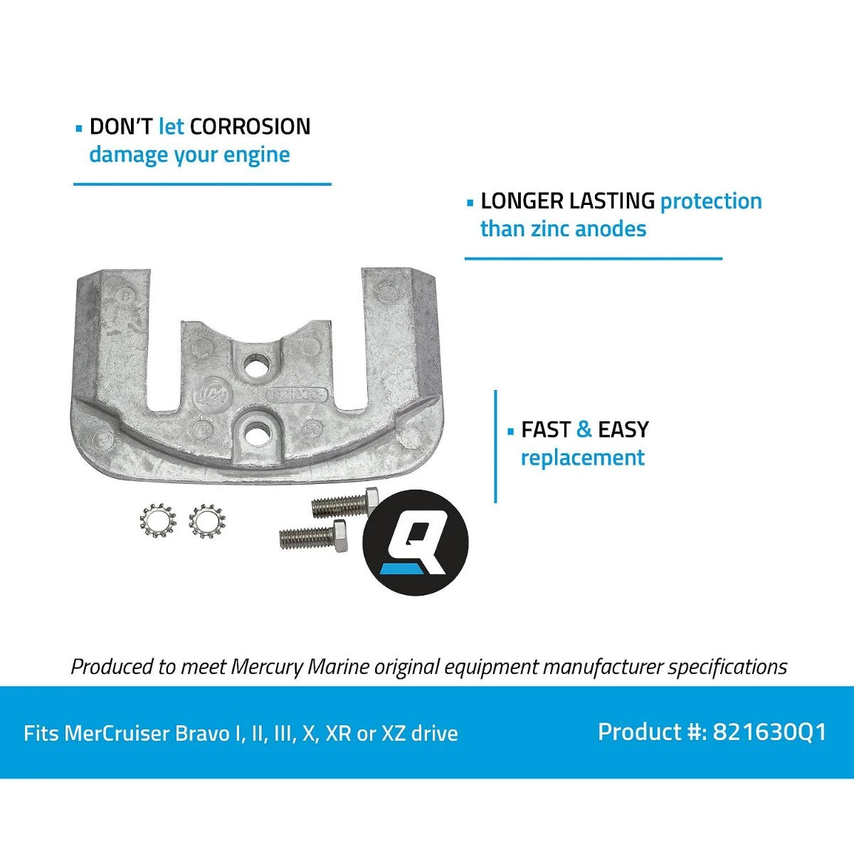 Quicksilver/Mercury ANODE KIT(ALUM) - P/N: 97-821630Q1