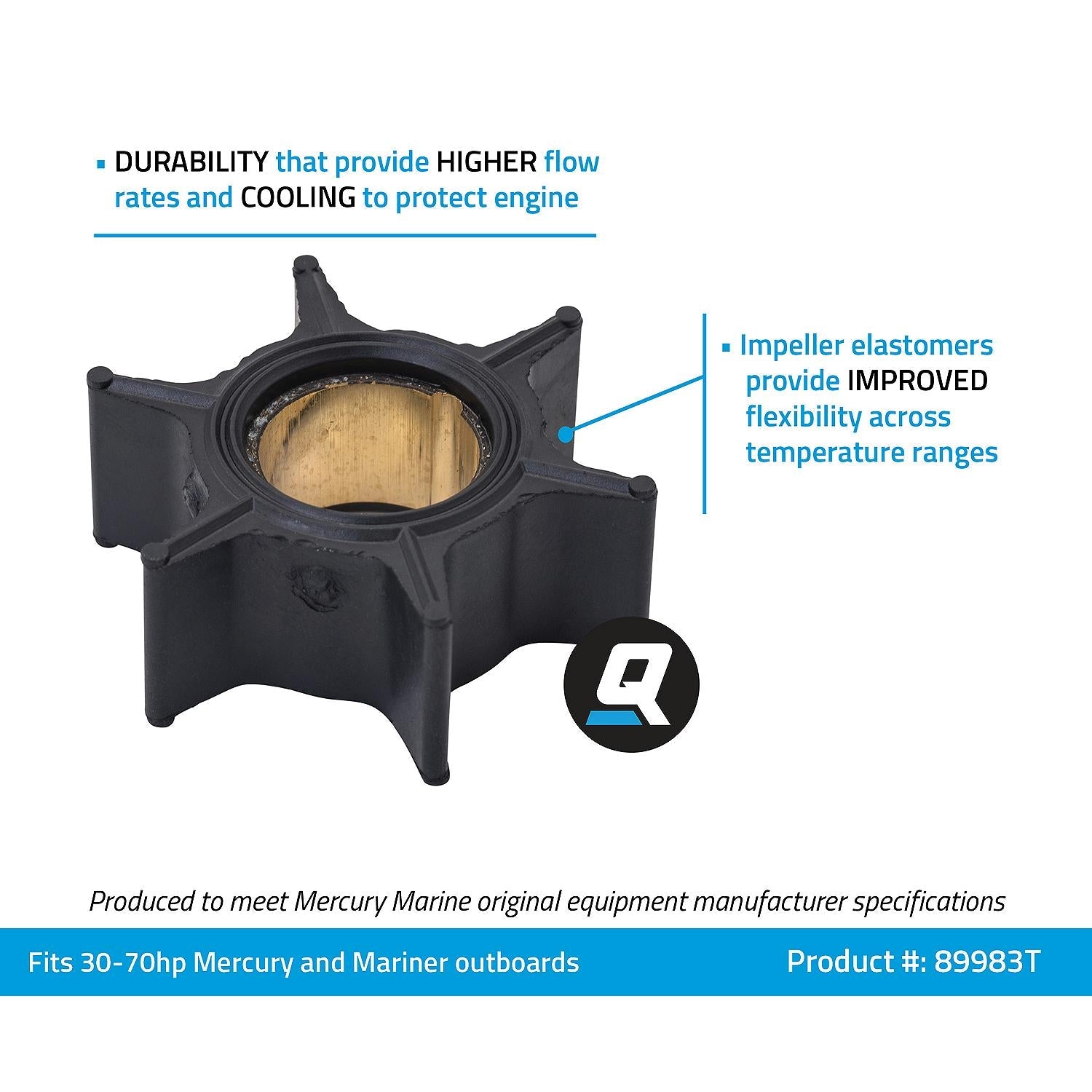 Mercury Marine vandpumpeimpeller 47-89983T med seks vinger