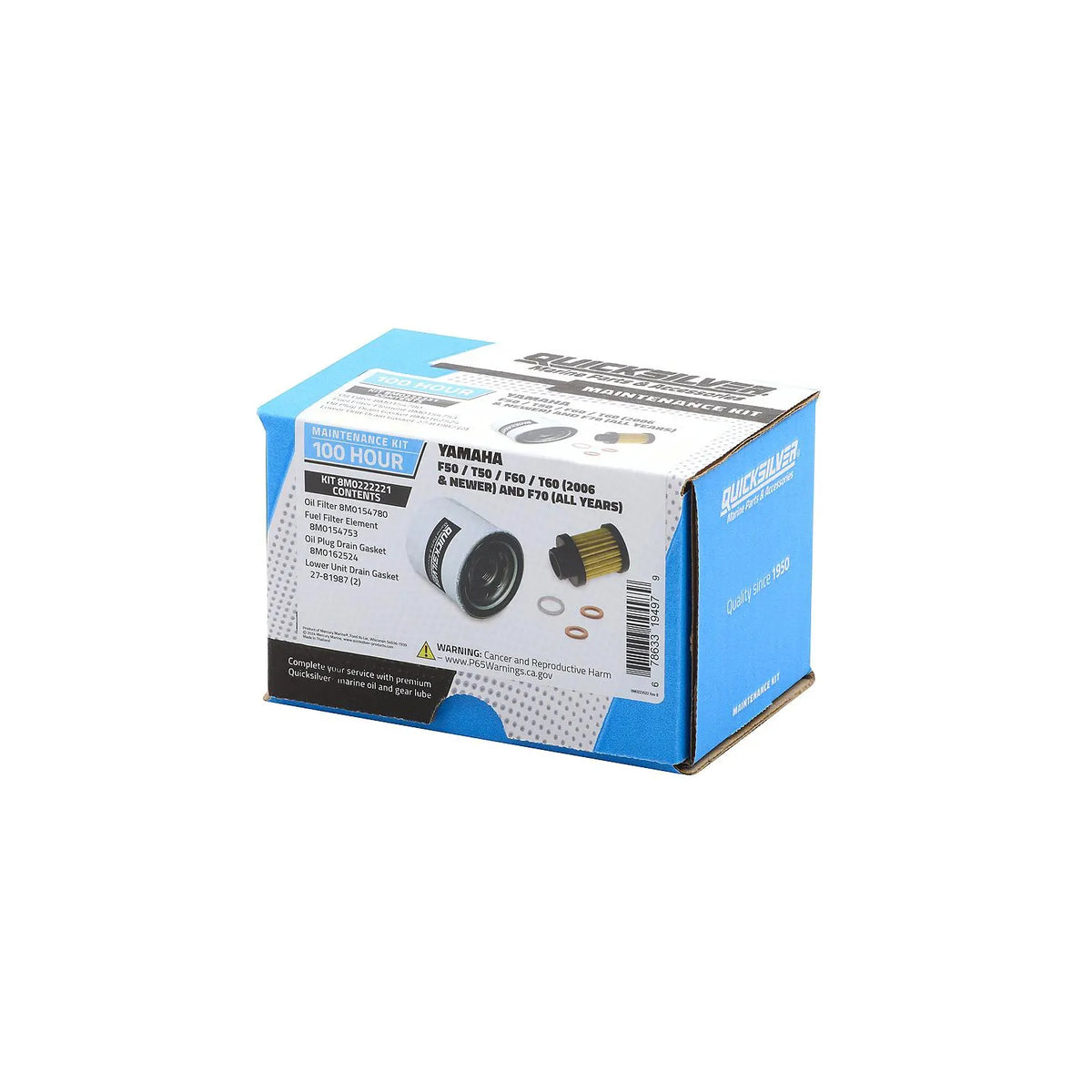 Quicksilver 100-timers vedligeholdelsessæt til Yamaha F50/T50/F60/T60/F70 – 8M0222221