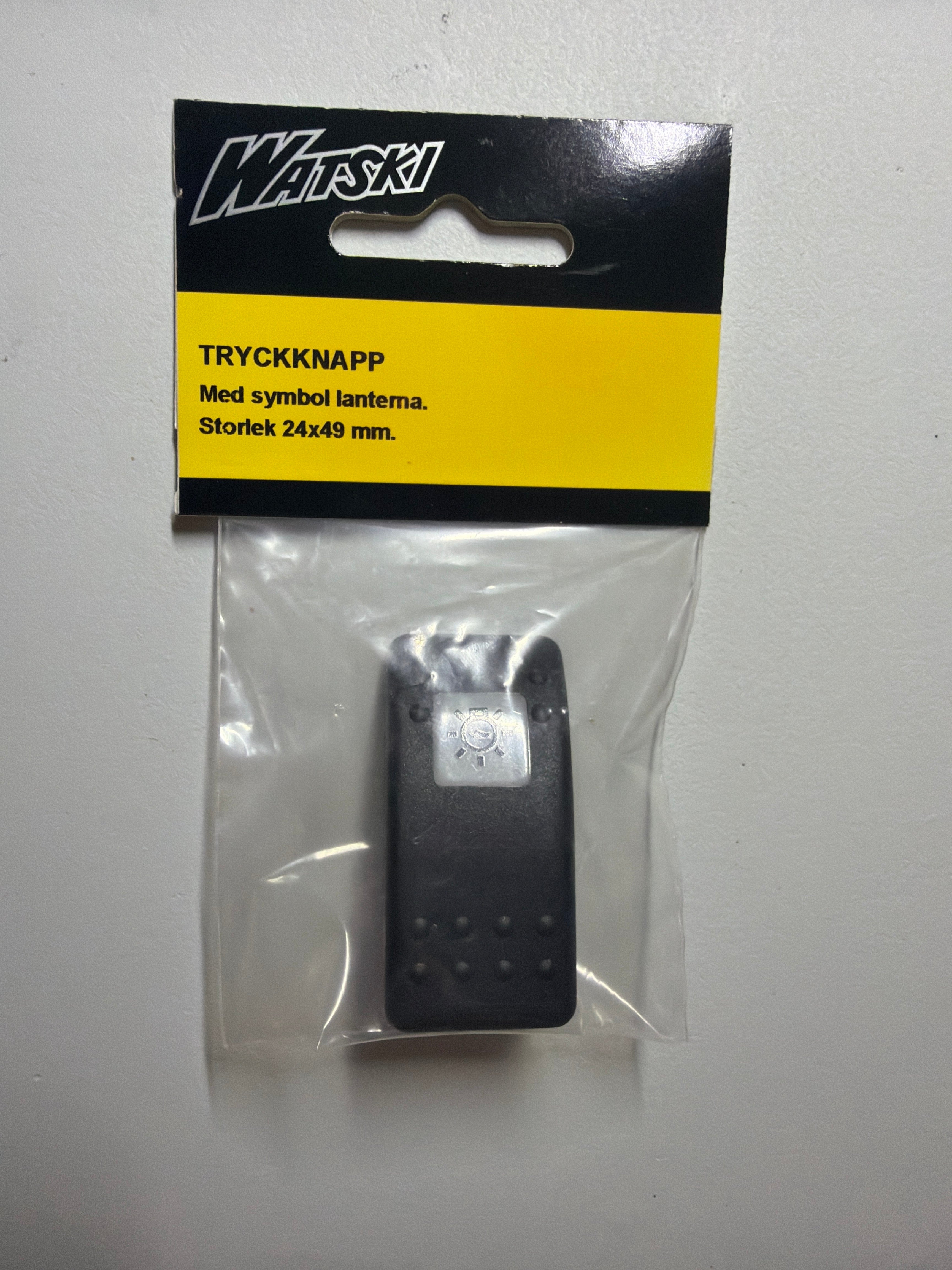 Watski Trykknap med Lanterne-symbol – 24 × 49 mm (Sort)