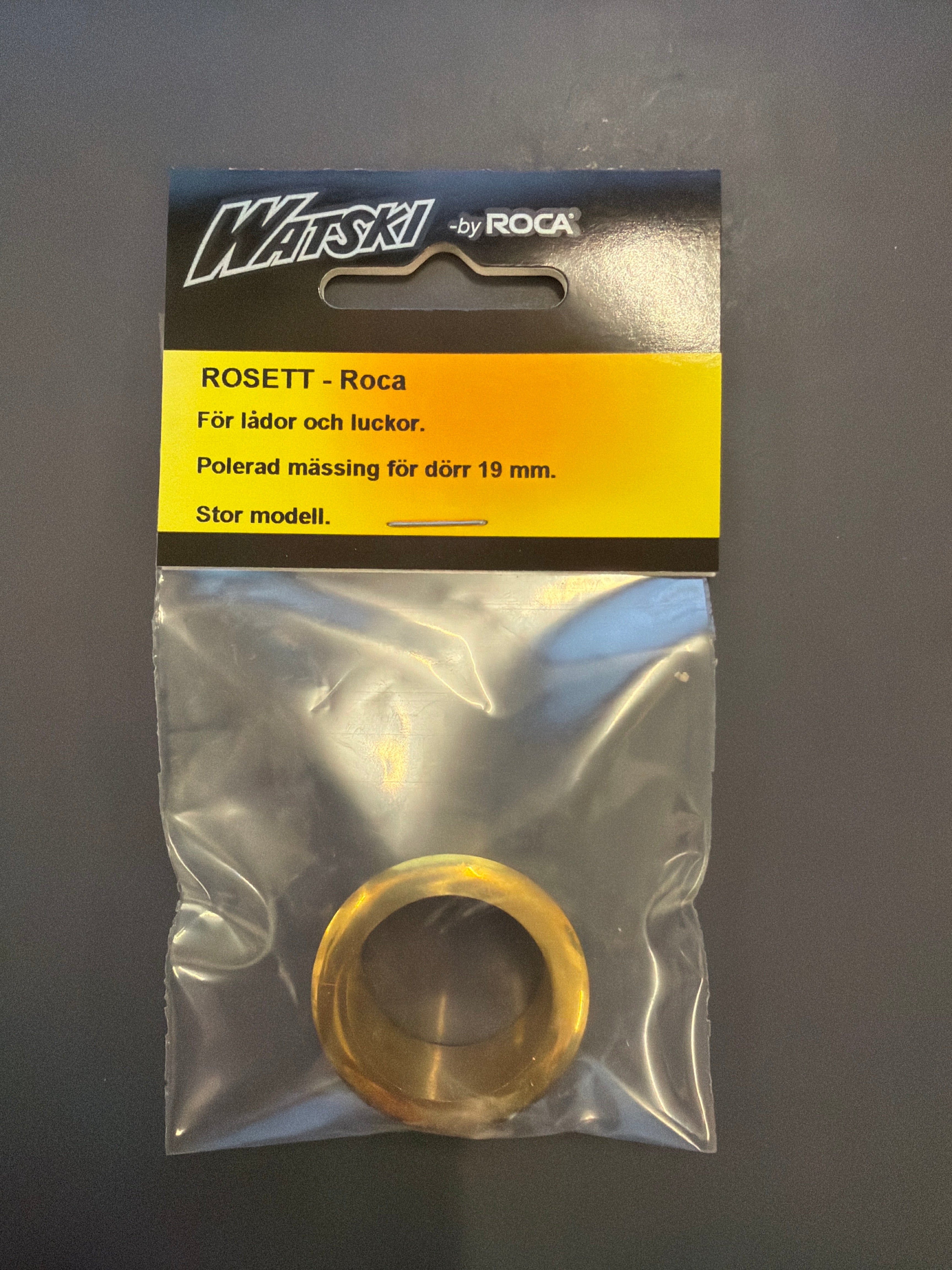 Roset 19 mm poleret messing – billig roset til låger og luger