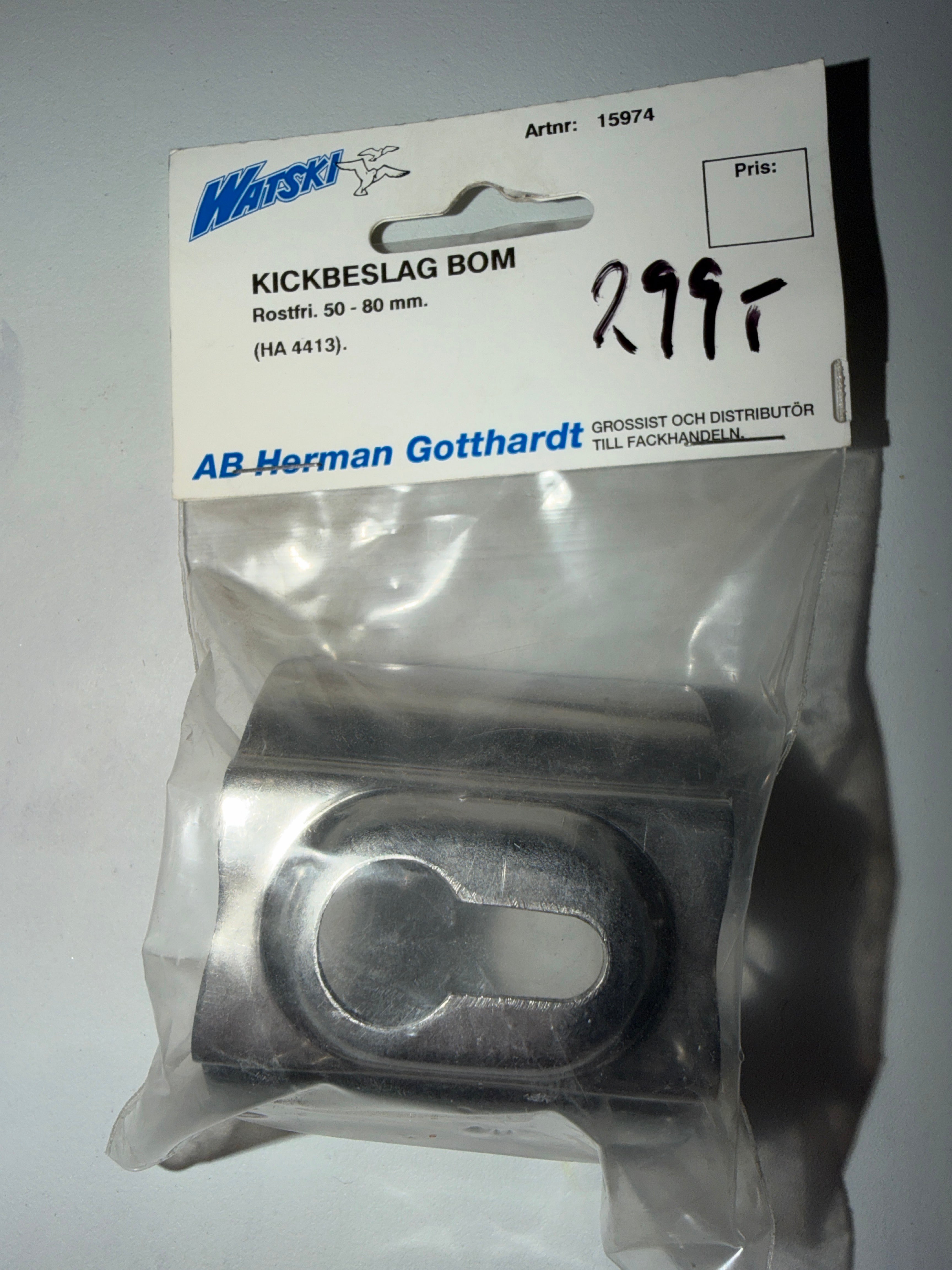 Kickbeslag til bom – Rustfrit stål – 50–80 mm