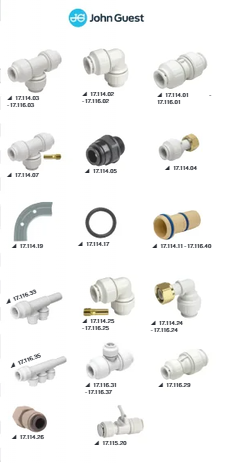Quick fittings John Guest til Ø 15 mm faste slanger - flere varianter