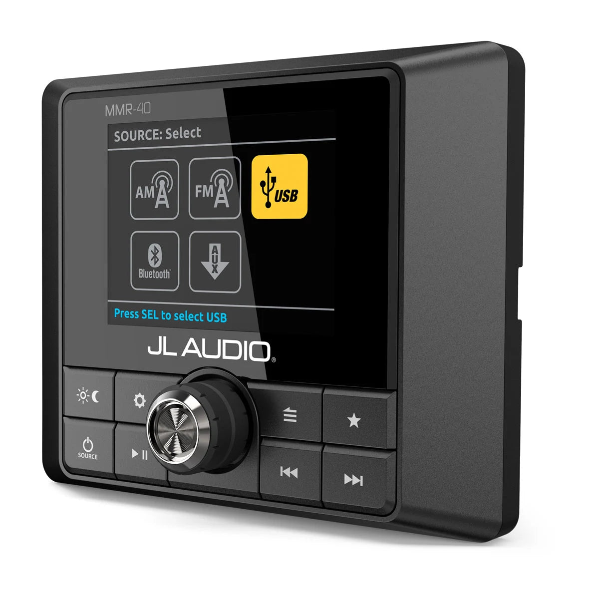 Kabelforbundet JL Audio® fjernbetjening til MediaMaster® kildeenhed med LCD-skærm i fuld farve (MMR-40)