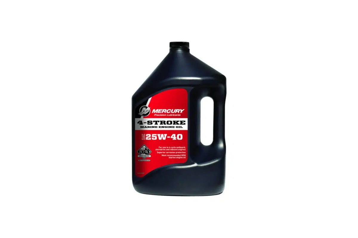 Quicksilver SAE 25W-40 mineralsk marine motorolie i 4-liters dunk