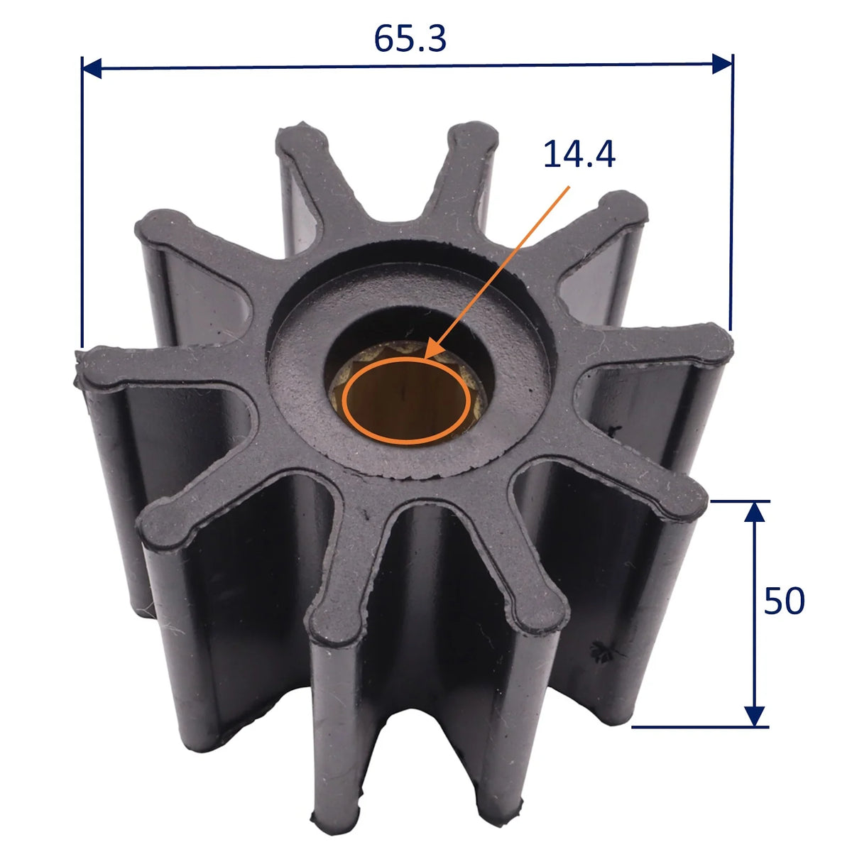Pumpeimpeller 65 x 50,1 mm – 10 blade – Volvo Penta D4