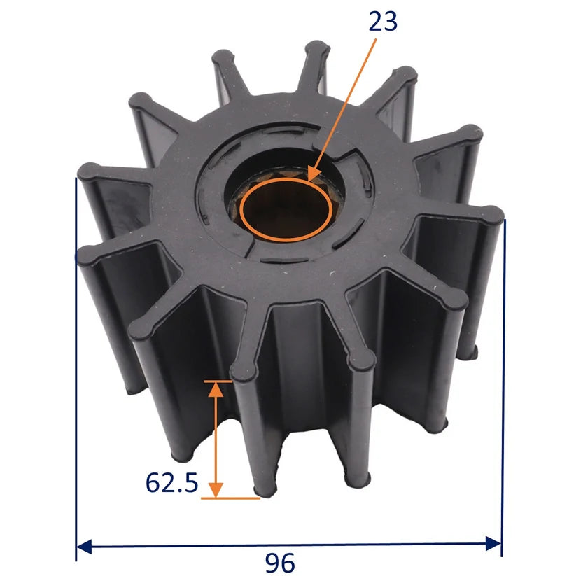 Pumpeimpeller 95 x 63,1 mm – 12 blade – Jabsco 17935-0001