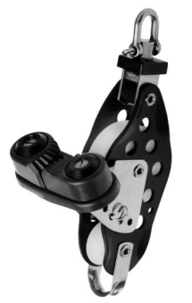 Aluminium blok - Ball Bearing – Fiddle with swivel and cam cleat
adjustable to 5 positions – 57/32x16 mm – 625 kg