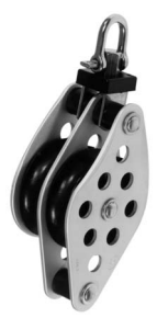 Aluminium blok - glideleje – Double with swivel and becket – 35x10 mm – 300 kg
