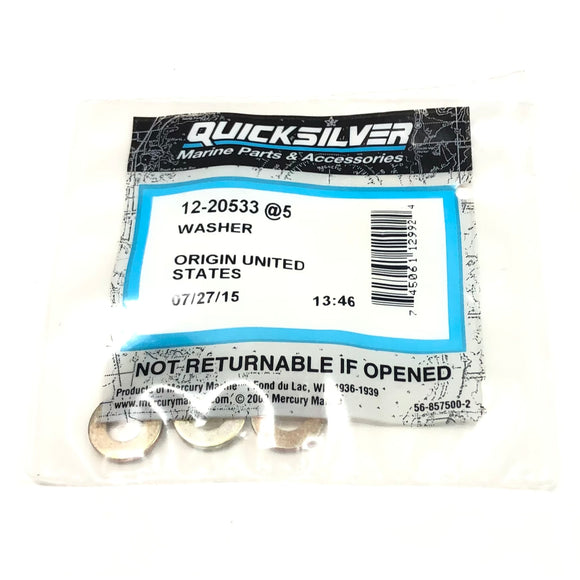 Quicksilver fladskive 12-20533 med 9/16 tomme udvendig diameter, pakke med 5
