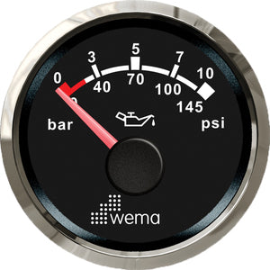 Wema Oil pressure instrument 10 bar NMEA2000 Black RF