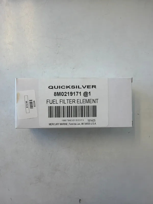 Quicksilver brændstoffilterkit 35-8M0219171 med filterelement og O-ring