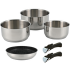 1852 pot set 3 pots, 1 pan and 2 removable handles