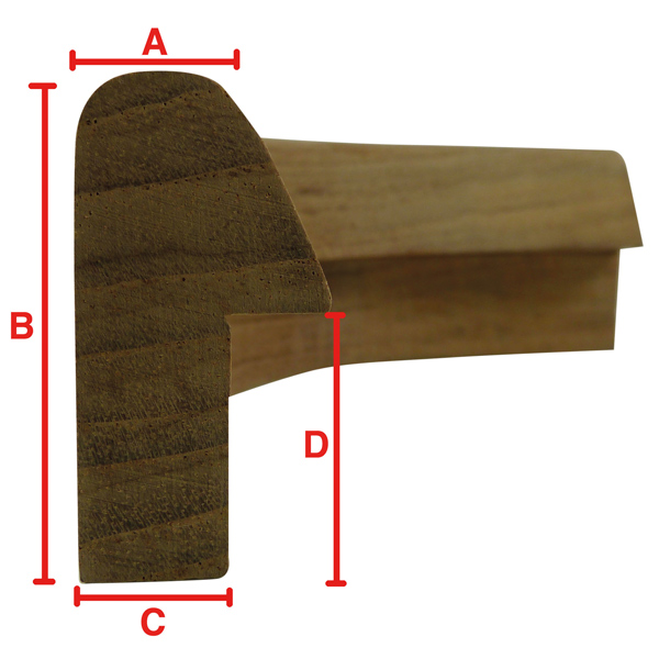 Roca teak yderhjørne til kantliste 50/90° 41x21mm