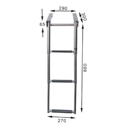 Teleskopstige under platform 290 x 880 mm m/3 trin     Rør 25 mm