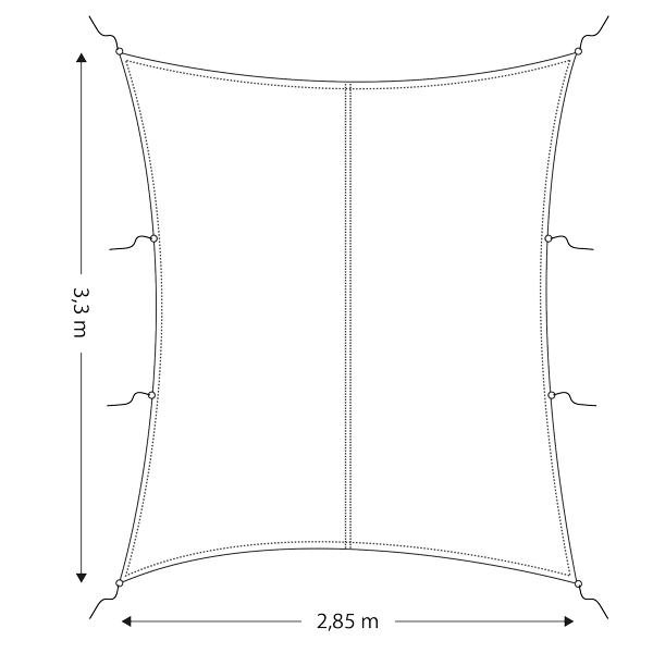 Cockpit sun sail/tarpaulin rectangular 2.85 x 3.3m