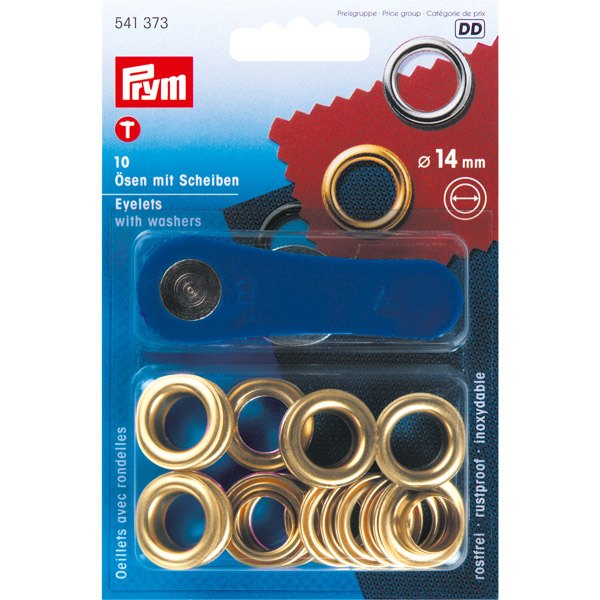 Messingösen 14mm innen 10 Stück im Paket mit Werkzeug