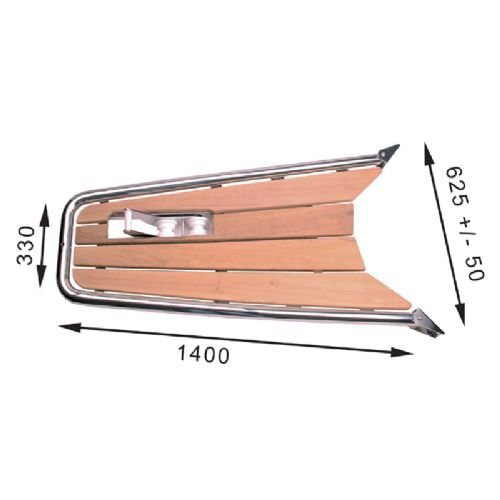 Stævnplatform m/ankerrulle 330 x 1400 mm     f/34'-46' båd     Rør Ø 42 mm