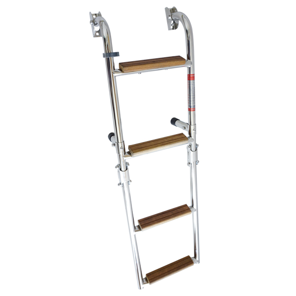 Swim ladder 2+2 RF steel with 4 teak steps