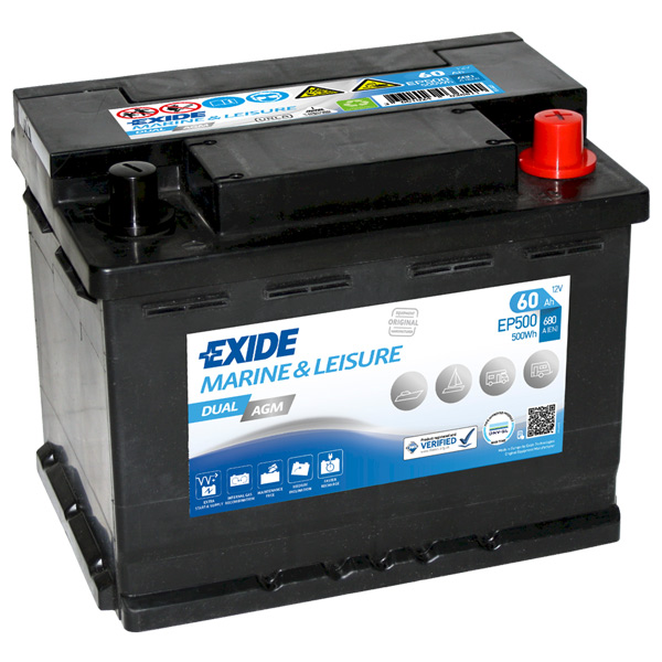 Exide Batteri dual AGM 680cca - 60Ah