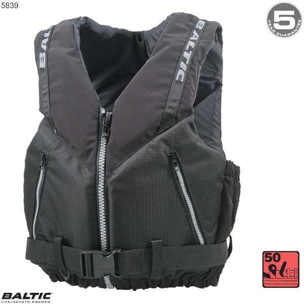Genua Pro Sejlervest - Sort-Sort - 50-70 kg.