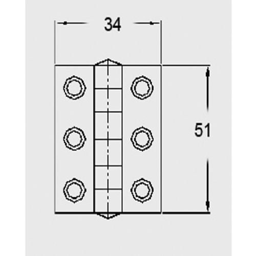 Scharnier Messing 51 x 34 mm*