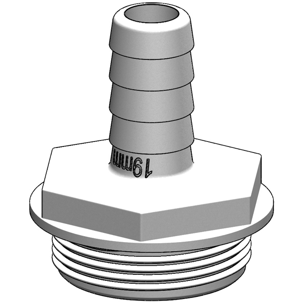 Trudesign Slangestuds 1 1/2" 19mm hvid, til y-ventil