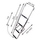 Stainless steel bow ladder 4 steps (3+1) L 740-1240 mm tube Ø25