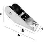 Stainless steel fairlead roller W 51 mm L 155 mm for 16 mm wire