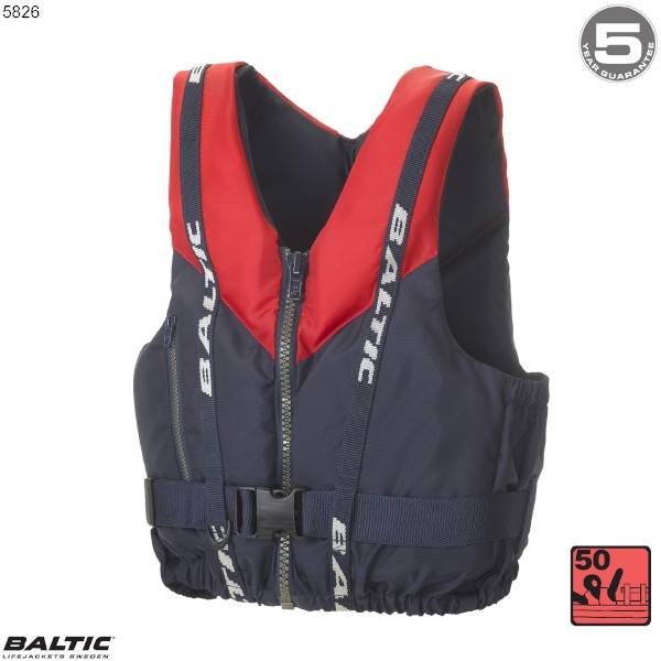 Genua Sejlervest - Rød-Navy - 50-70 kg.