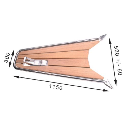 Stævnplatform m/ankerrulle 520 x 1150 mm 26'-34'   Rør 32mm