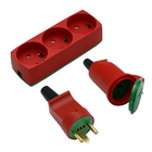 Stecker 230V rot/grün Stecker 10A 1P+N+PE IP44