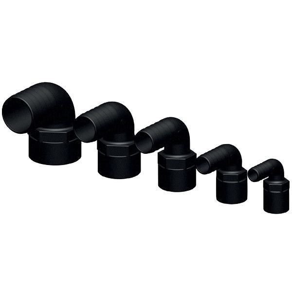 Trudesign 90° slangestuds 19mm sort 3/4" indvendig gevind