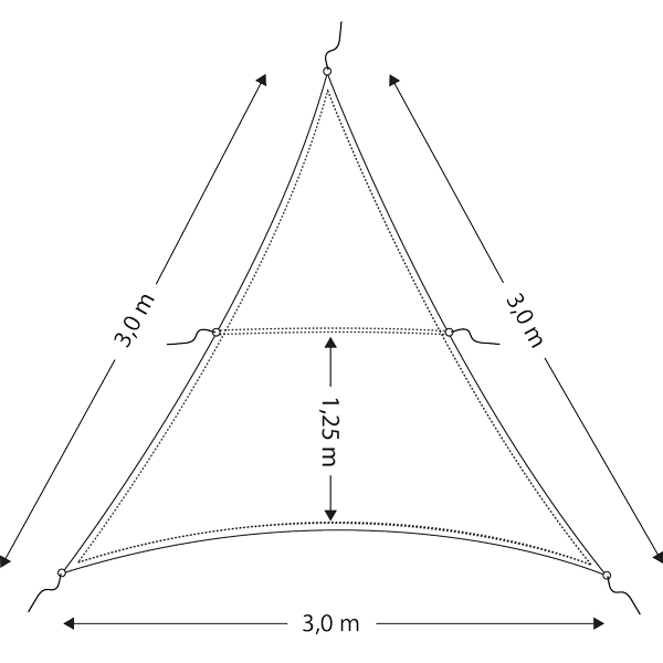 Cockpit sun sail/tarpaulin triangular 3 x 3 x 3m