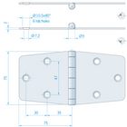 Roca hinge 75x150mm AISI304
