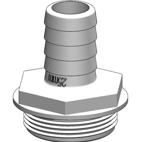 Trudesign Slangestuds 1 1/2" 25mm hvid, til y-ventil