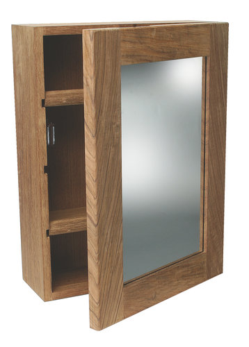 Roca toiletskab med spejl teak 33x46x11cm