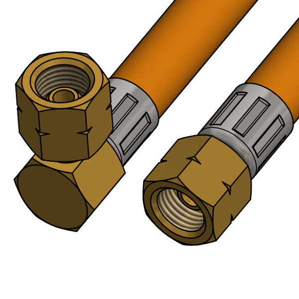 Gasslange 80cm med G1/4"LH vinklet omløber + G1/4"LH omløber