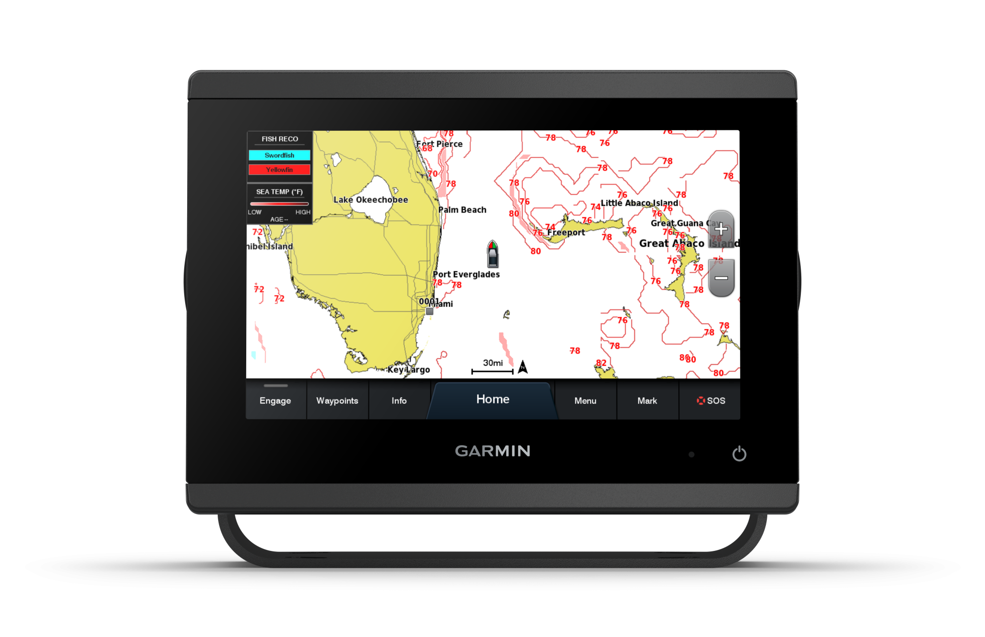 Garmin GPSMAP® 723xsv, SideVü, ClearVü og Traditional chirp ekkolod med globalt baggrundskort