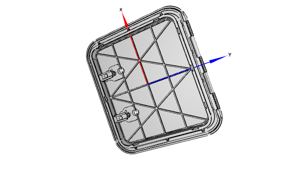 Planmonteret inspektionsluge grå RAL 7042, 520 × 465 mm