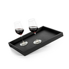 SILWY Serving tray in metal and black leather look