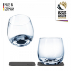 Silwy crystal whiskey glass + magnetic nano gel pads 2 pk.
