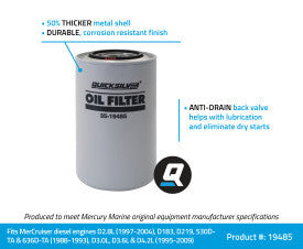 Quicksilver oliefilter 35-19485 til MerCruiser dieselmotorer